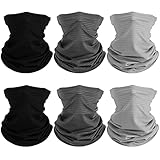 Summer Face Cover Scarf Mens Balaclava Neck Gaiter Baclava Face Breathable Bandana Sun Protection Cycling Running(Dark Gray, Light Gray,6 Pieces)