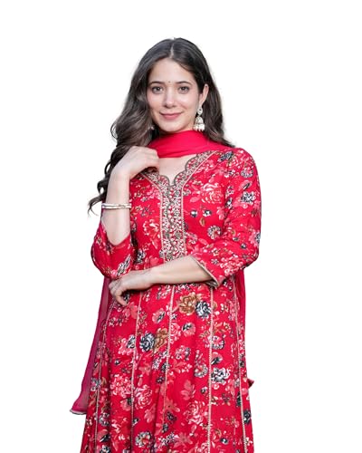 Image of MANHAREE | Women's Rayon Kurta with Pant & Dupatta Set
