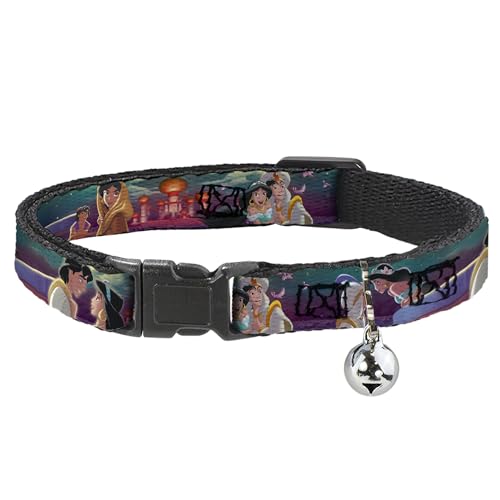 Image of Buckle-Down Breakaway Cat Collar - Aladdin & Jasmine Scenes /Castle /Birds - 1 /2 inch Wide - Fits 8-12 inch Neck - Medium