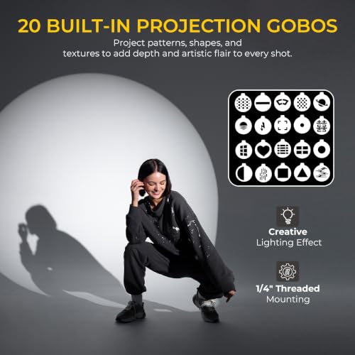 Image of Digitek DS 10 WTP Optical Snoot Light 10W RGB LED Photography Light with 20 Gobos 1889K to 6672K Type C Fast Charging for Portrait Video Studio Photography