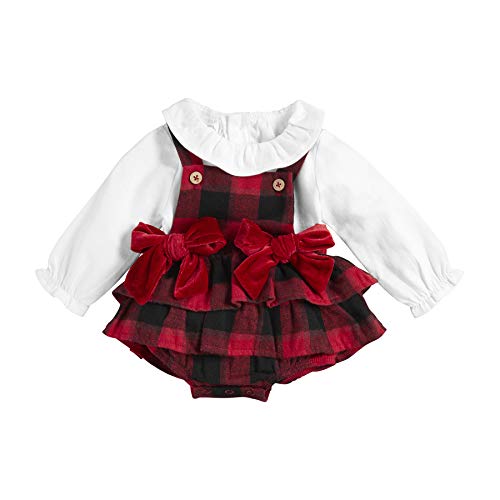 Mud Pie Baby Girls' Red Buffalo Check Pinafore Set, 3-6 Months