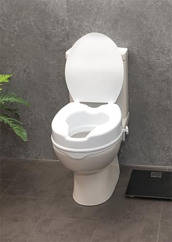Aidapt 100mm (4") Elevation Raised Comfortable Toilet Seat with Lid Easy Fit White