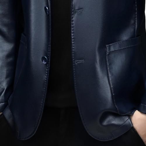 Blazer de cuero casual para hombre miniatura 3