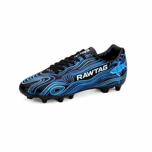Image of RAWTAG Shark Men's Soccer Football Studs - Synthetic Leather Embossed Upper, Lightweight TPU Sole, Single Colour Premoulded Heel Sports Shoes for Adults & Boys