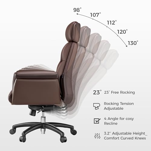 Image of EUREKA ERGONOMIC Royal Ergonomic Office Chair Executive Desk Chair, Microfiber Leather High Back Executive Chair Comfy Ergonomic 360 Swivel with Lumbar for Home Workshop- Brown