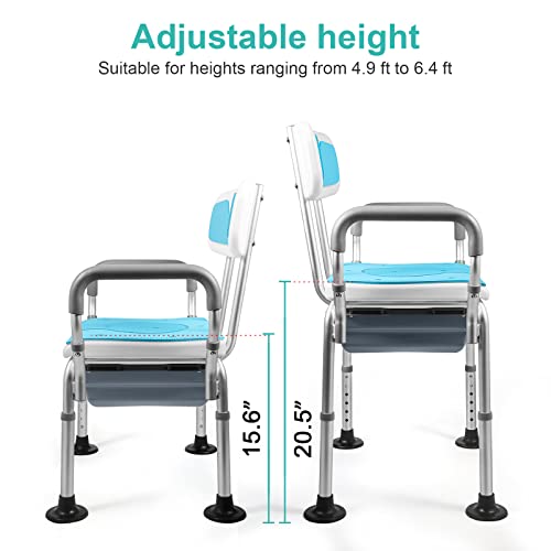 Arkantos 4-In-1 Shower Chair Medical Bedside Commode For Seniors, Portable Potty Chair With Back And Arms, Raised Toilet Seat With Handles, Adjustable Toilet Safety Frame Supports Up To 300 Lbs #TOP2
