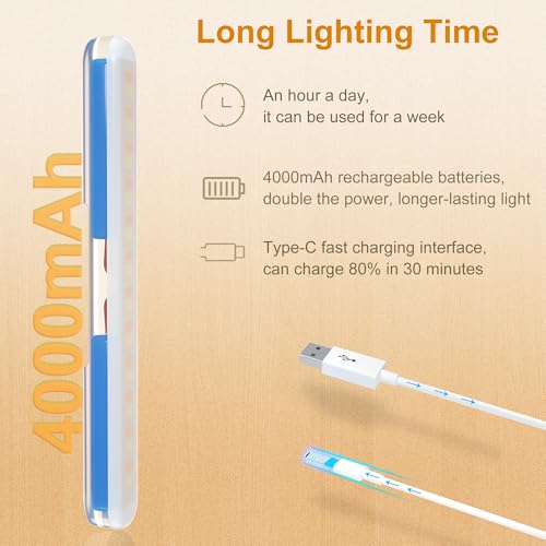Image of Benreom 2 Pack Vanity Lights for Mirror with 4000mAh Rechargeable Battery, Touch Control Dimmable Makeup Light with 3 Color Modes, Magnetic 360 Adjustable LED Bathroom Mirror Light, Light Wood