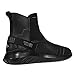 Soulsfeng Stylish High Top Sneakers for Men 8 All Black Leather Basketball Shoes Slip On Laceless Sneaker One Step Footwear