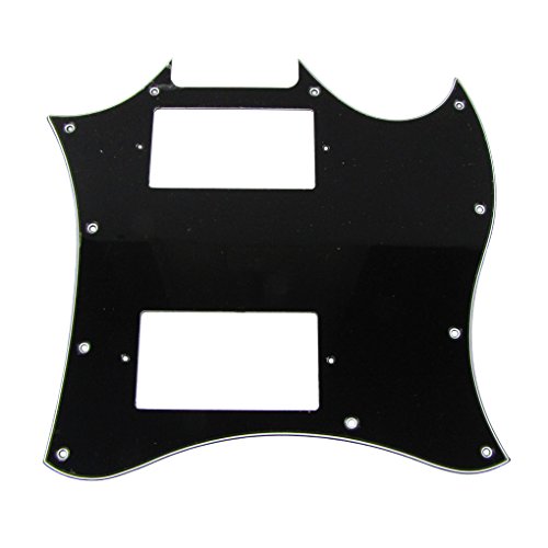 IKN 1 pickguard de remplacement 3 plis 11 trous pour guitare style SG, noir/blanc/noir - Les Beatles, Paul McCartney, John Lennon, RIngo Starr, George Harrison IKN 1 pickguard de remplacement 3 plis 11 trous pour guitare style SG, noir/blanc/noir