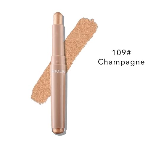 Go Ho Cream Eyeshadow Stick,Shimmer Eyeshadow Pencil Crayon Eye Stick, Waterproof Creamy Eyeshadow Pen Smooth Easy To Color,109# Champagne #TOP1