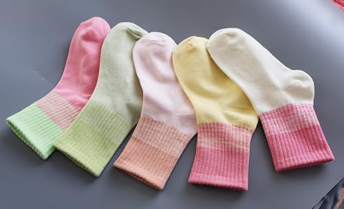 5 Pairs School Girl Crew Sock Kids Cotton Sock Atheletic Winter Warm (pink, white)3