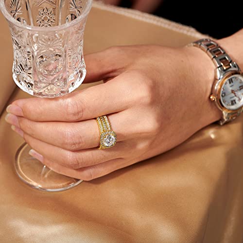 18K Gold Plated Cubic Zirconia Engagement Rings For Women 2 Carat AAAAA CZ Halo Size 4-124