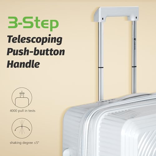 Luggage Sets 2 Piece, Suitcases with Wheels, Hardshell Suitcase Set, PP Carry on Luggage Set with TSA Lock, Travel Luggage 20/24 White2