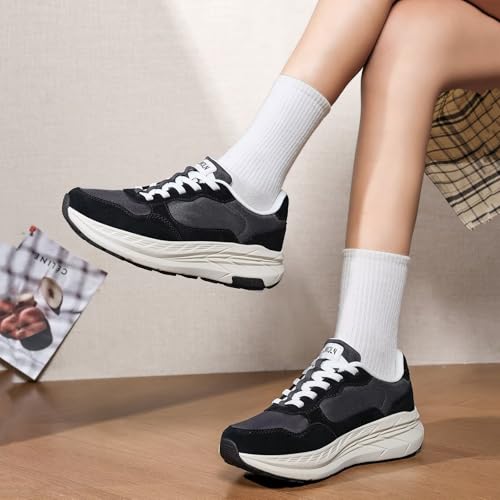 Image of GSLMOLN Women's Casual Walking Shoes Breathable Non Slip Tennis Cushion Fashion Gym Sneakers