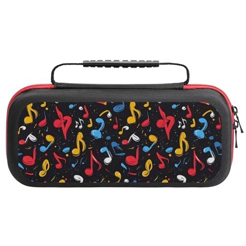 GVYGVY Compatible with Nintendo Switch Case - Fashion Travel Carrying Music Notes Colorful Print Case Compatible with Switch Lite&Oled Cover Protector for Games Cover And Accessories with Pockets