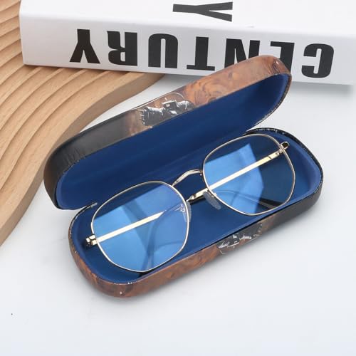 Image of Hard Shell Glasses Case - Shockproof PU Leather Eyeglass Case Holder Portable With Glass Clean Cloth for Men & Women