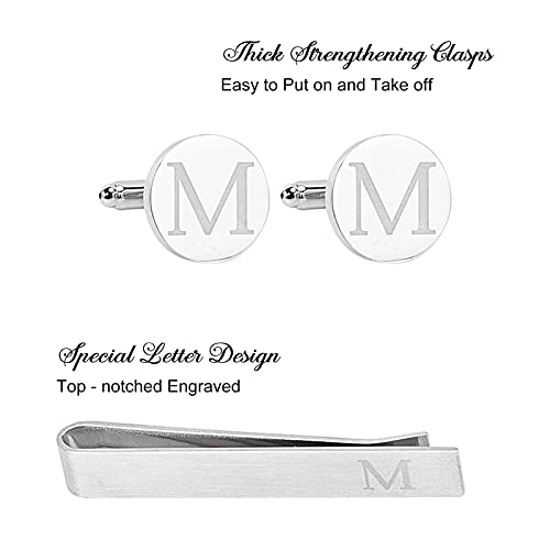 GORGECRAFT Klassieke Manchetknopen voor Mannen Tie Clips en Manchetknopen Sets voor Mannen Alfabet Initiële Letter Manchetknopen voor Formele Zakelijke Bruiloft,M - Image 4