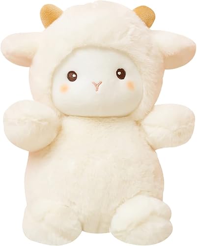 Little Sheep - Peluche de cordero de peluche, regalo de cumpleaños para niños, 10 pulgadas (blanco)