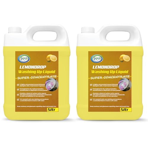 Jovs Washing Up Liquid 2x 5L Lemon Scented | Eco-Friendly Kitchen Soap | Professional Grade Concentrated Formula | Natural & Vegan | Bulk Size Dishwasher Detergent
