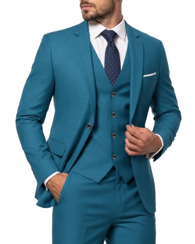 Image of MY'S Men's Suit Slim Fit One Button 3-Piece Suit Blazer Dress Business Party Jacket Vest & Pants