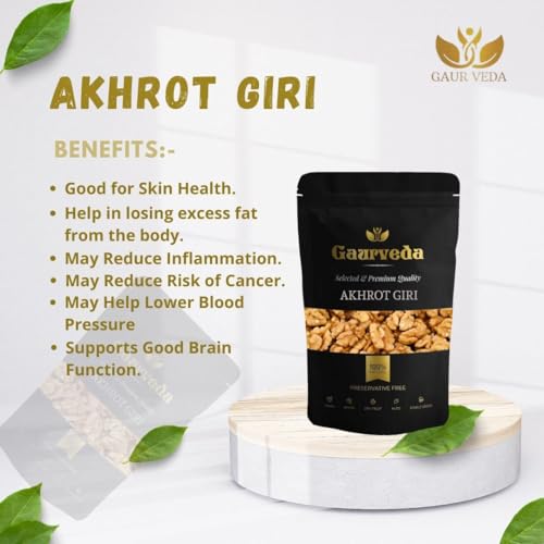 Image of GAURVEDA Akhrot Giri - Premium Walnut Kernels | Fresh & Natural | Healthy Snack | Perfect for Baking, Cooking & Snacking (Mention Size if Available) | 50 Grams