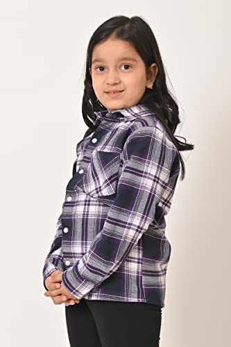 Image of Kids Cotton Shirt - Regular Fit Shirt for Girls & Boys, Unisex Full Sleeves Shirts, Collared Neck,Button Down Shirt, Checks Shirts for Casual Wear