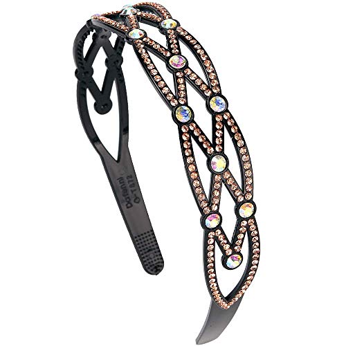 LONEEDY Pacote com 2 tiaras rígidas de strass e cristal, 3,8 cm de largura, antiderrapante, faixa pa