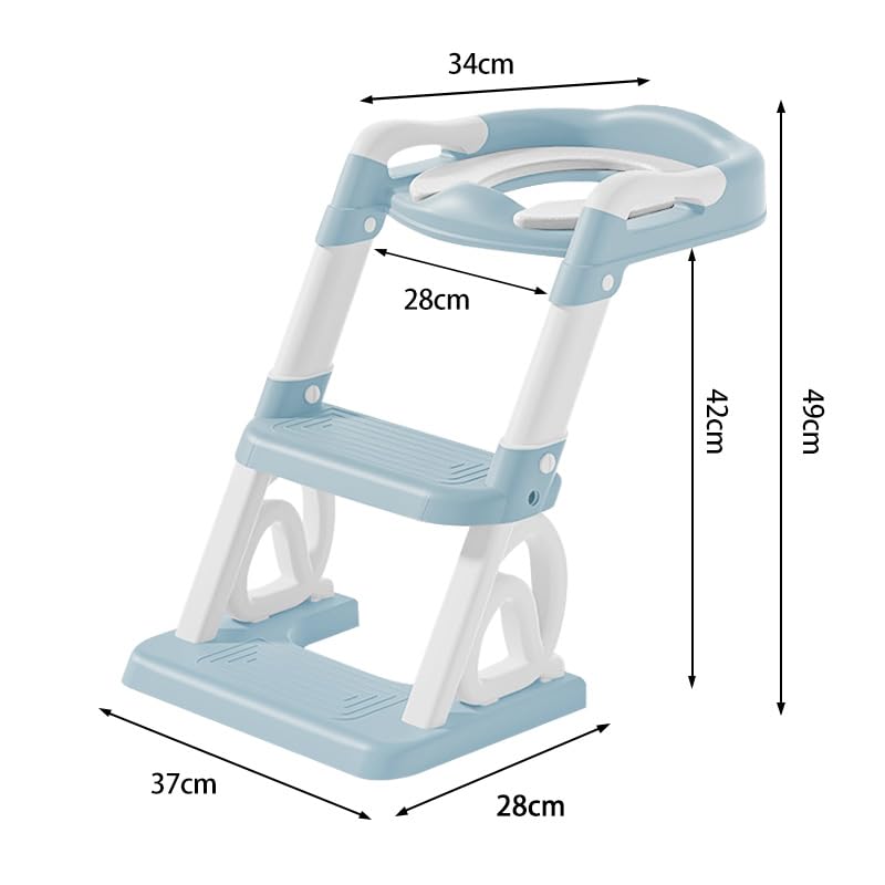 Riduttore WC per bambini, rialzo WC per bambini, per ragazzi e ragazze, adattatore WC per bambini con cuscino, antischizzi e antiscivolo, PVC (blu)