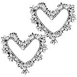 JJUNW 2Pcs Heart Shape, RhinestoneHeart Rhinestone, Patches Heart Shape Diamond Appliques, Iron On Patches for Clothes Glitter, Artificial Rhinestone for Wedding Bridal Dress Decorative