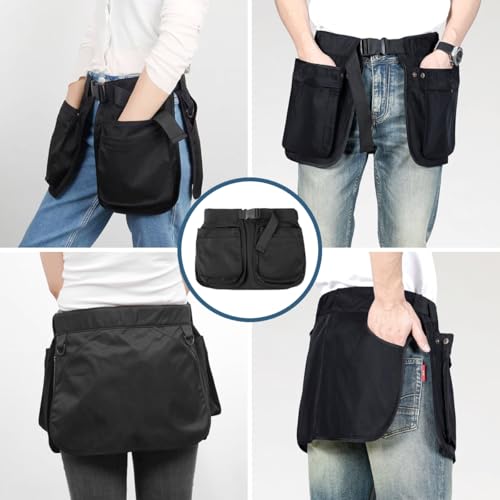 MUCHER Trainingsschürze Hundesport Kellnertasche Arbeitstasche Hippie-Gürteltasche Multifunktions-Hüfttasche aus Stoff Schweißfest Seitliche Gürteltasche für Damen Herren Wandern Trekking (Schwarz)