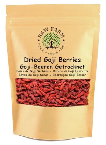 Raw Farm – Bacche di Goji intere, essiccate al sole – 1kg – Senza aggiunte, 100% naturali – Ricche di nutrienti – Snack salutare e genuino