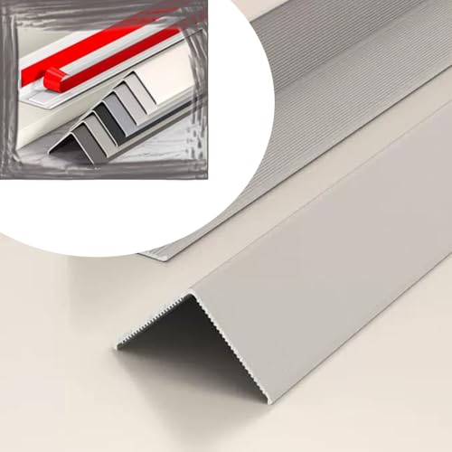 ZIUSFAC 100cm Profilé d'angle Aluminium Baguette D’Angle De Protection Autoadhésif Protection D'angles Et Rebords, Forme De L, pour Mur, Porte, Plinthe, Protection Et Décoration(Gray 2,50x50cm)