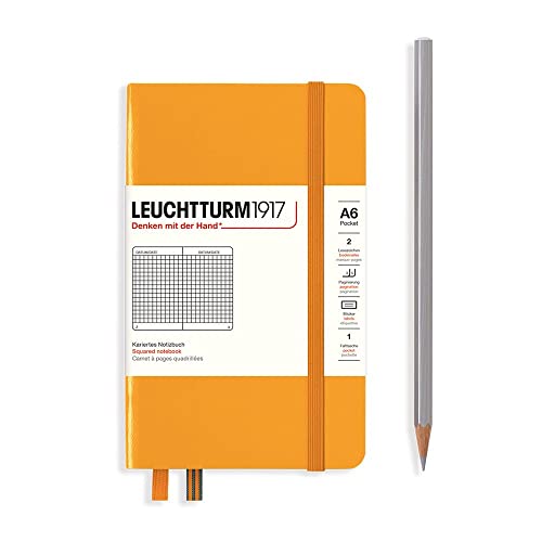 LEUCHTTURM1917 365628 Notizbuch Pocket (A6), Hardcover, 187 nummerierte Seiten, Rising Sun, Kariert