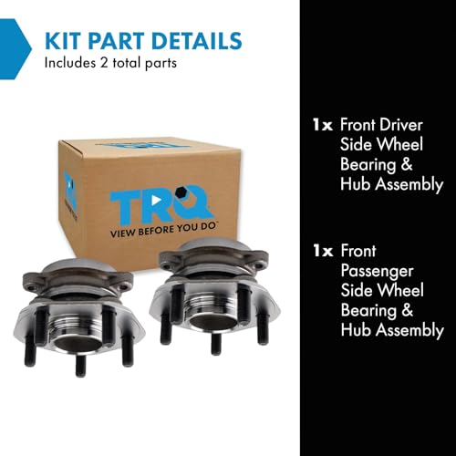 Image of TRQ Front Driver and Passenger Side Wheel Bearing and Hub Assembly Set 2 Piece Compatible with 2017-2019 Tesla Model 3 Rear Wheel Drive