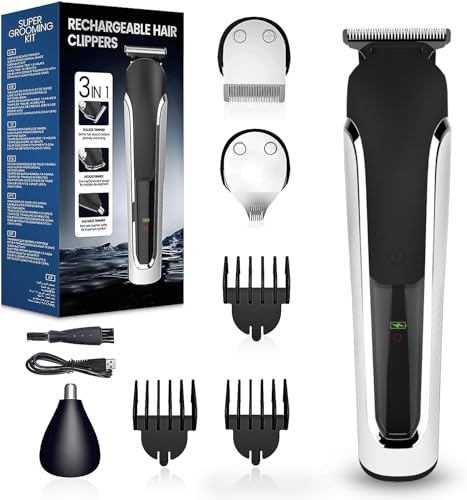 elestyle tagliacapelli professionale All-In-One, tagliacapelli da uomo con rifinitore di precisione, rifinitore per peli del naso, accessorio pettine, 90 minuti di autonomia, impermeabile