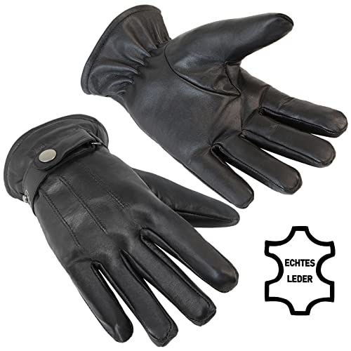 ALPIDEX Herren Lederhandschuhe Echtleder Warm Gefüttert Leder Handschuhe Winterhandschuhe Handschuh schwarz braun Herbst Winter, Größe:XL, Farbe:black