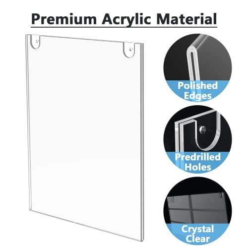 Image of MaxGear Acrylic Wall Mount Sign Holder, 11 x 17 Vertical, 6 Pack | Includes Adhesive Tapes and Screws, Clear Acrylic Display for Signs, Posters and Documents, Ideal for Office, Home, Store