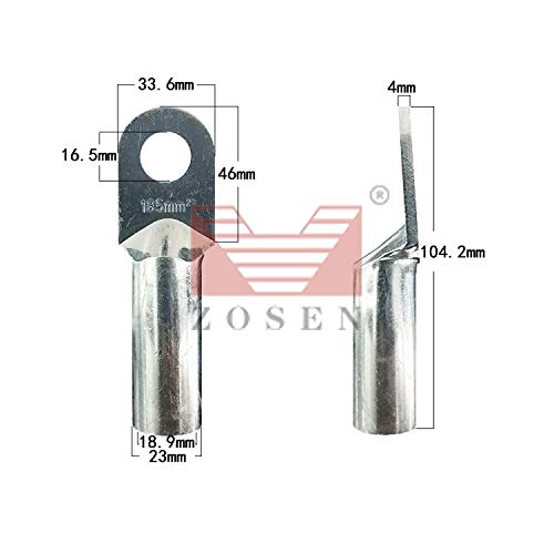 Davitu 10pcs DT185mm2 Tin plating Copper cable terminal Pure copper Wire connector ear Line nose Cable connector cable joint