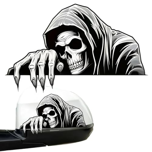 Pegatinas para espejo retrovisor, calavera espeluznante motocicleta | Decoración impermeable del vehículo con adherencia fija, accesorios para el exterior del coche a prueba de para