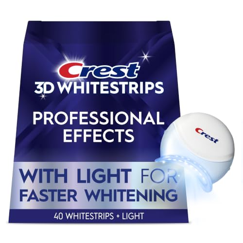 Image of Crest 3D Whitestrips Professional Effects + LED Light - Teeth Whitening Kit, 1 Light + 20 Treatments, Each with 1 Upper /1Lower, 40 Strips - Crest 3DWhite Teeth Whitening Strips