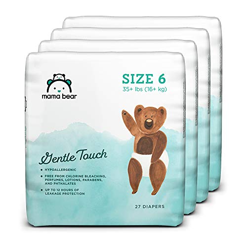 Amazon Brand - Mama Bear Gentle Touch Diapers, Hypoallergenic, Size 6, 108 Count