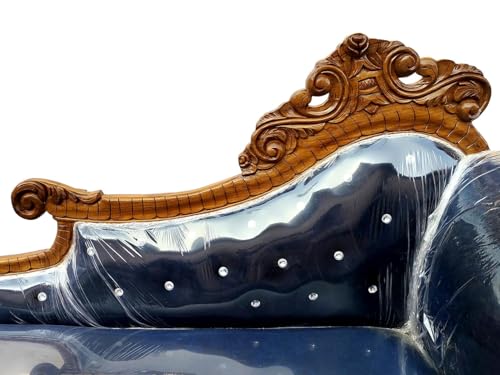 Image of Victorian Style Chaise Lounge, Tufted Cream Upholstery, Mahogany Wood Frame, Classic Living Room Furniture (diwan 2)