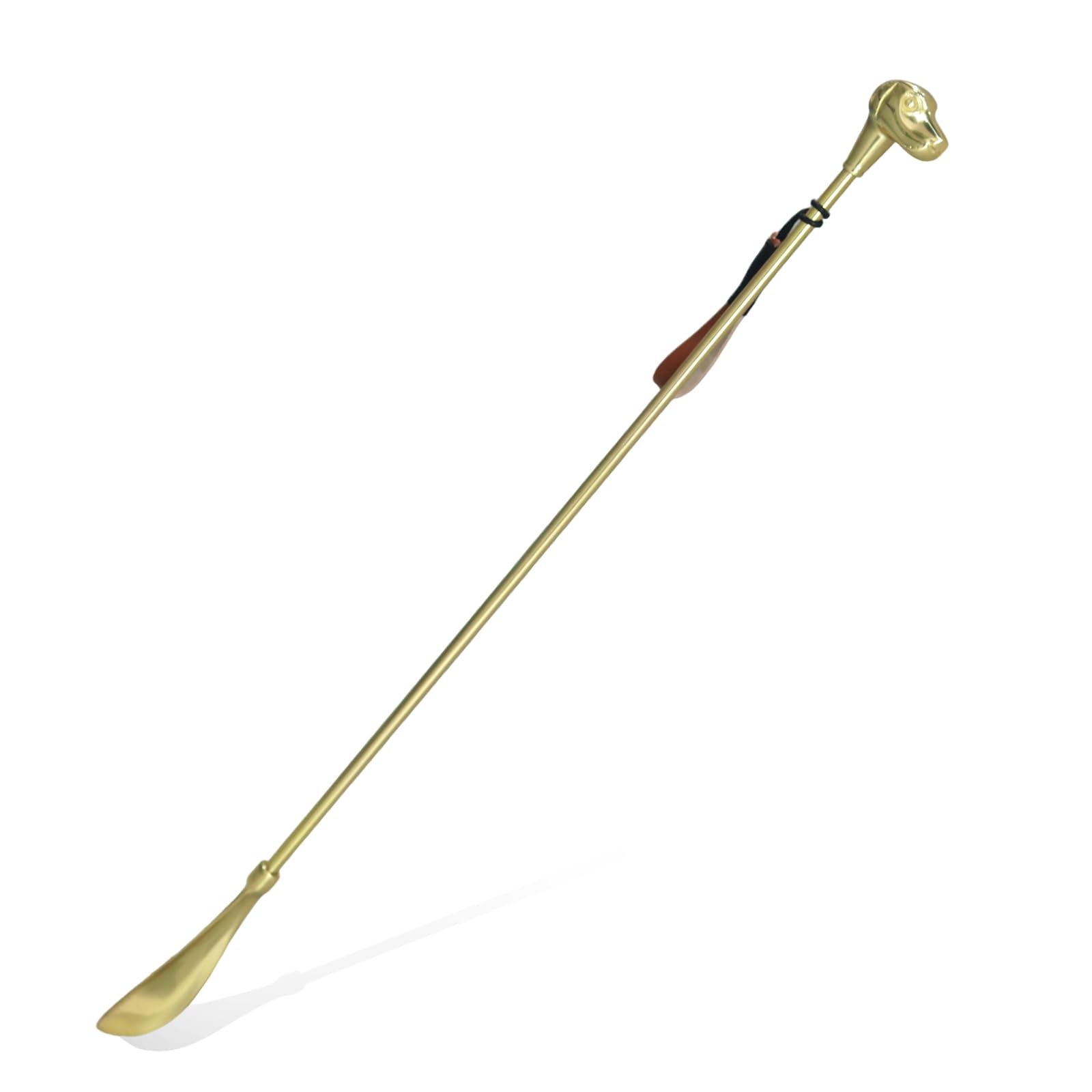 Shoe Horn Long Handle Brass Metal 24 inch ，Horse Head Decoration Shoe Horn for woman- Durable and Sturdy