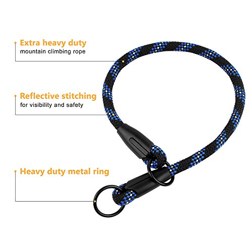 Bronzedog Rope Pro Training Dog Collar Braided No Pull Quick Release Round Lead Collars For Dogs Small Medium Large Puppy (Xl - 23.6" Long, Blue) #TOP1