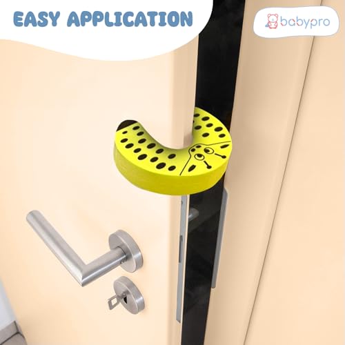 Image of Babypro Finger Pinch Door Guards, U-Shaped Animal Print Design, Pack of 4, 15mm Thick, Non-Toxic EVA Foam, Children Safety Door Slam Stopper, Prevents Finger Pinch Injuries & Pet from Getting Locked