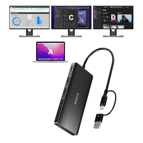 KOZYC USB C Docking Station 3 Monitors