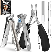 Toenail Clippers for Seniors Thick Toenails, Angled Head Toe Nail Clippers for Men with Wide Opening, Heavy Duty Sharp Ingrown Toenail Clippers, Nail Clippers Set with Nail Files, Pedicure Tools