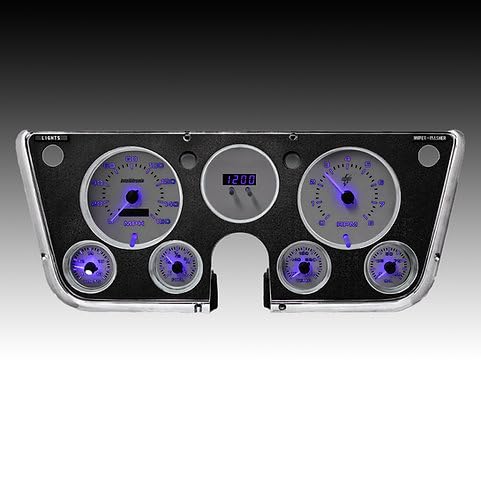 1967-1972 Chevy Truck Analog Gauge Cluster Replacement, White Faceplate, Purple LEDs, GPS Speed, Water & Oil Press Sending Units Included WL6003-S9020 (Purple)