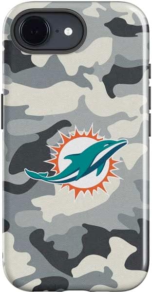 Skinit Impact Phone Case Compatible with iPhone 16e - Officially Licensed NFL Miami Dolphins Black & White Design