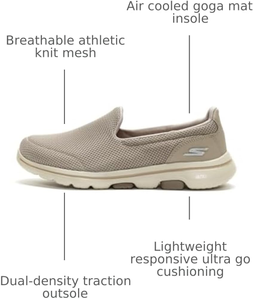 Amazon.com | Skechers Women's Go Walk 5 Sneaker, Taupe, 5